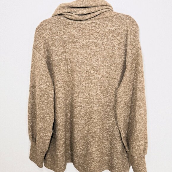 Maeve Anthropologie Soft Knit Cowl Neck Sweater Tan Bishop Sleeve Size L - Picture 15 of 16